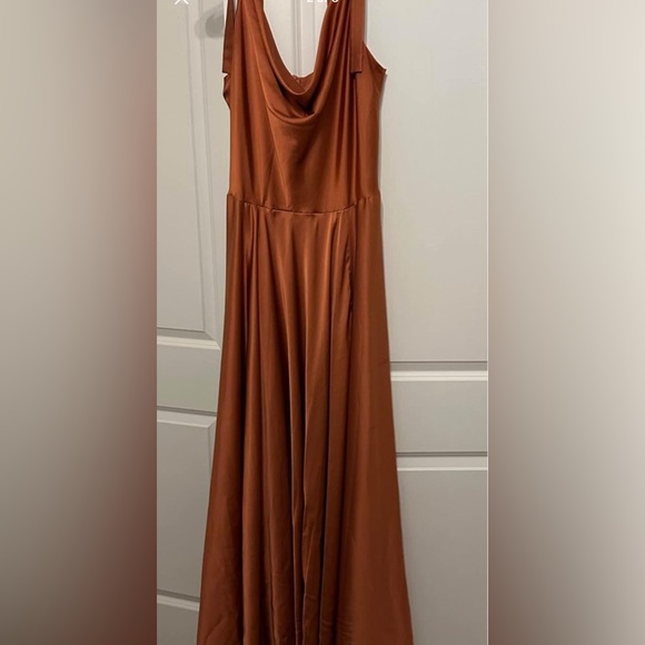 Rust Satin Silk Bridesmaids Dress - XXL - Picture 2 of 5